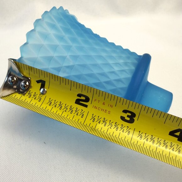 Blue Glass Vintage Candle Holder Inserts 3.5" Diamond Pattern Votive Cups 2 pcs - Picture 11 of 12